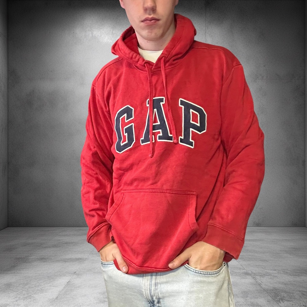 Vintage Gap Arch Logo Hoodie Red Y2K Skater Boxy Fit XL